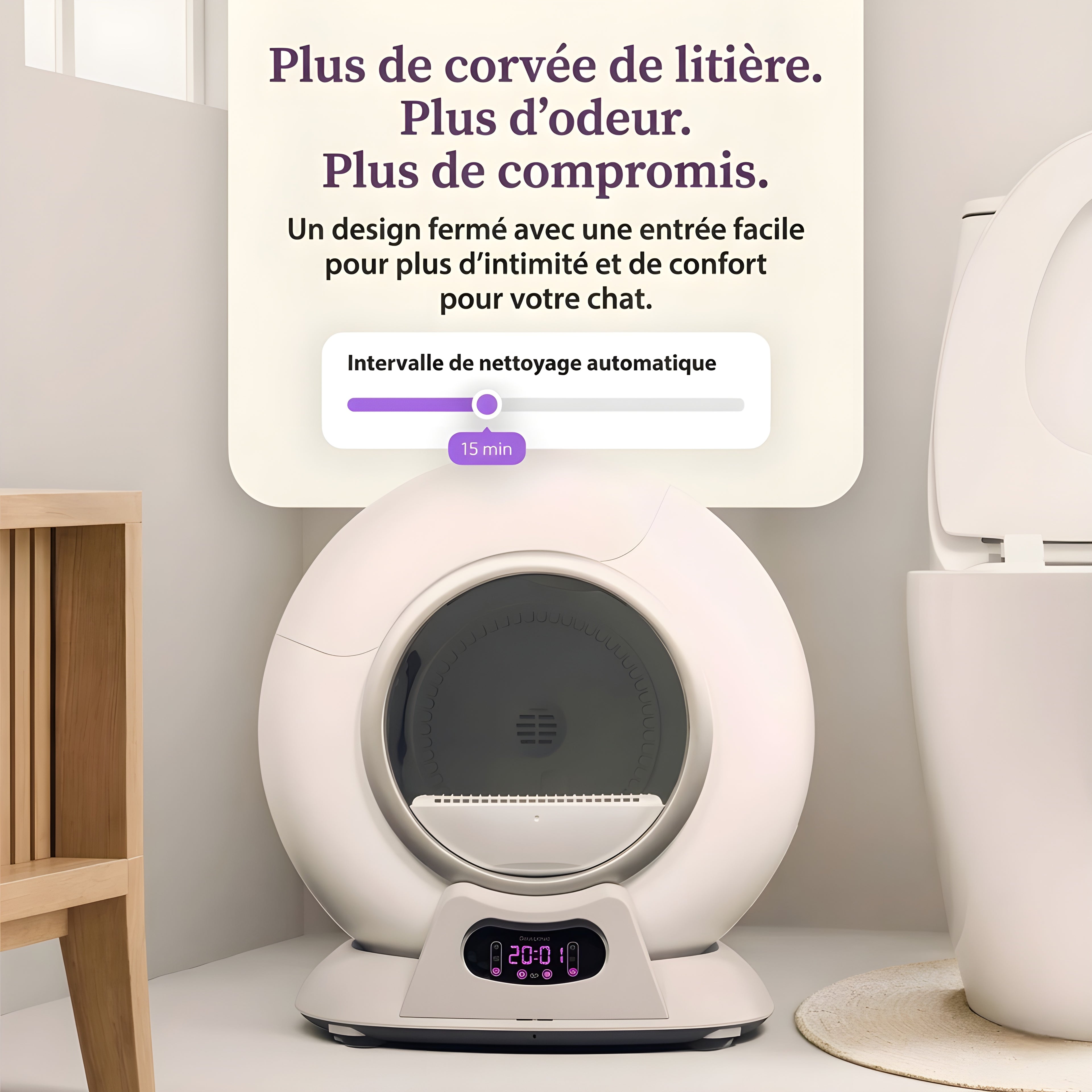 Bac à Litière Autonettoyant Automatique