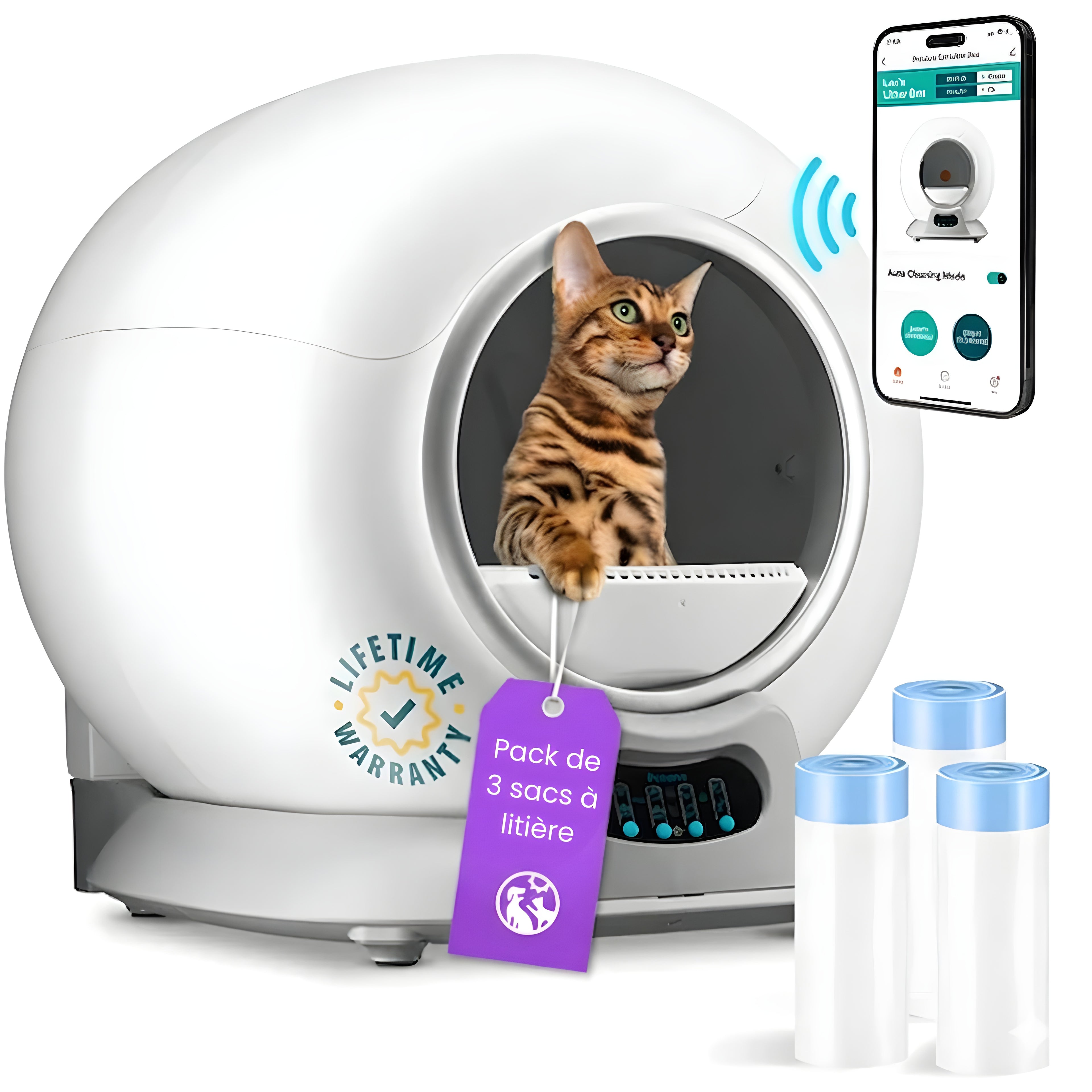 Bac à Litière Autonettoyant Automatique